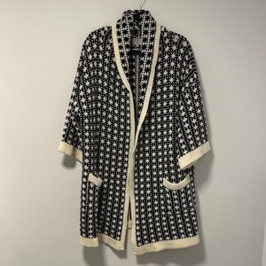 Essential Antwerp Black and Cream Open Cardigan - Oversized